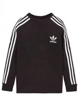 Image of Boys, adidas Originals Childrens Three Stripes Long Sleeve Sweat Top - Black, Size 12-13 Years