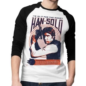 Image of Star Wars - In It For The Money Mens XX-Large Baseball Shirt - White