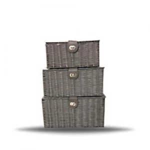 image of ARPAN Storage Basket Plastic Grey 36 x 28 x 18.5cm Set of 3