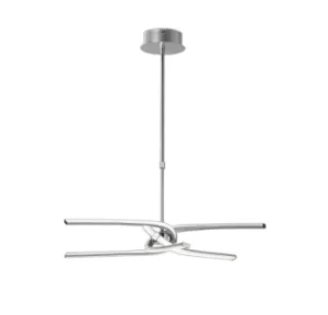 Image of Knot Semi Flush Ceiling 45W LED Curved Arms 3000K, 3150lm, Dimmable, Silver, Frosted Acrylic, Polished Chrome