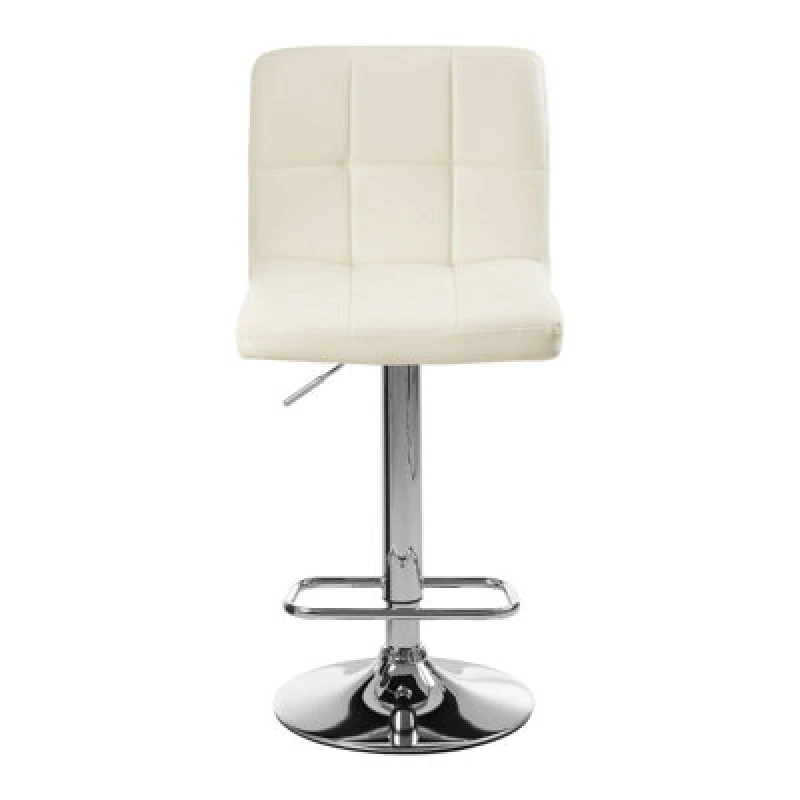 Image of Premier Housewares Interiors By Premier Adjustable Height Seat Bar Stool With Chrome Base, Comfortable Bar Chair, Sleek Modern Bar Stool Cream