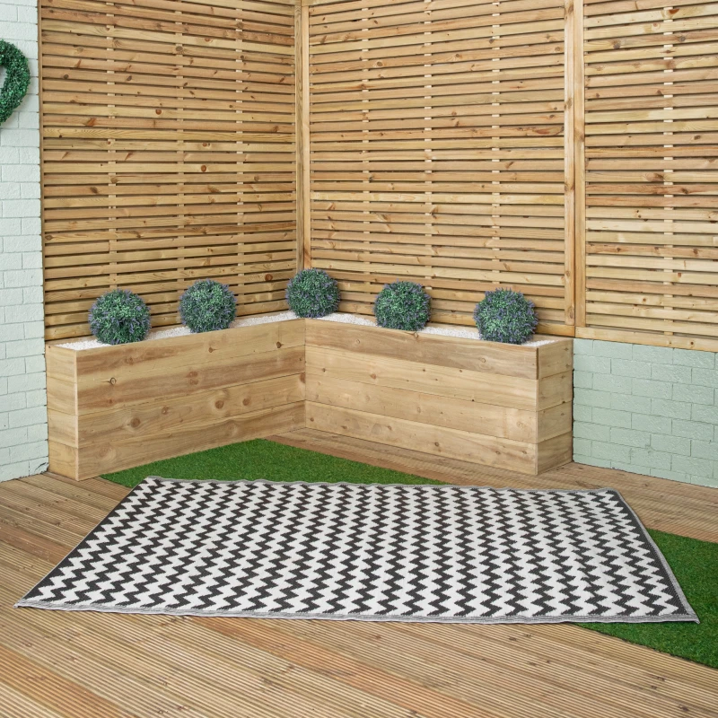 Image of 1.5m x 2.1m Atlantis Large Outdoor Alfresco Patio Rug Mat in Onyx