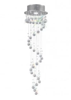 Image of Ceiling Cluster Pendant Multi-Spiral 1 Light Polished Chrome, Crystal