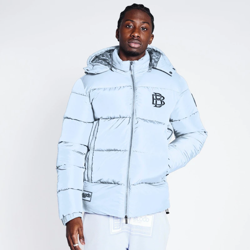 Image of Blood Brother Short Puffer Jacket Mens - Blue Blue XS