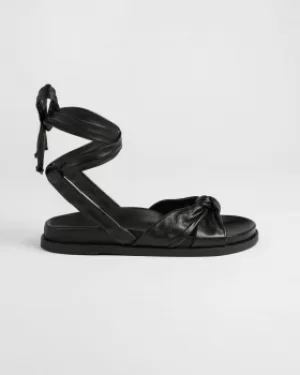 image of Knotted Leather Flat Sandal