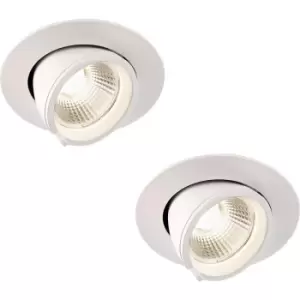 Image of 2 PACK Fully Adjustable Ceiling Downlight - 15W Cool White LED - Matt White