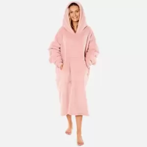 Image of Sienna Long Hoodie Blanket Soft Sherpa Fleece Oversized Sweatshirt Blush