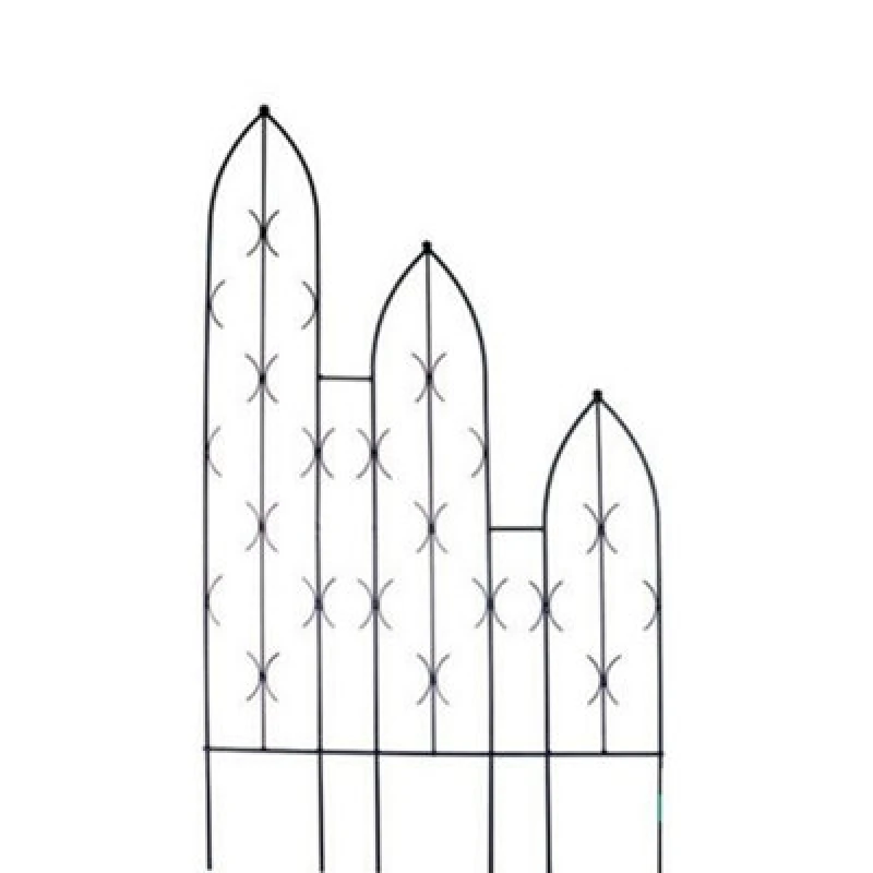 Image of Poppy Forge Triple Slope Gothic Screen - Decorative Garden Screen, Plant Support - Solid Steel - W91.4 X H180 Cm - Black