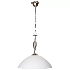 image of Capric Dome Pendant Ceiling Lights Steel Brushed, Glass Opal Matt