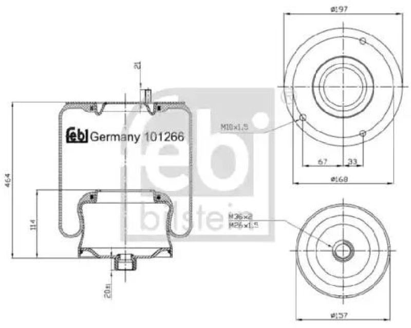 Image of FEBI BILSTEIN 101266 Boot, air suspension Rear Axle Boot,air suspension (324)