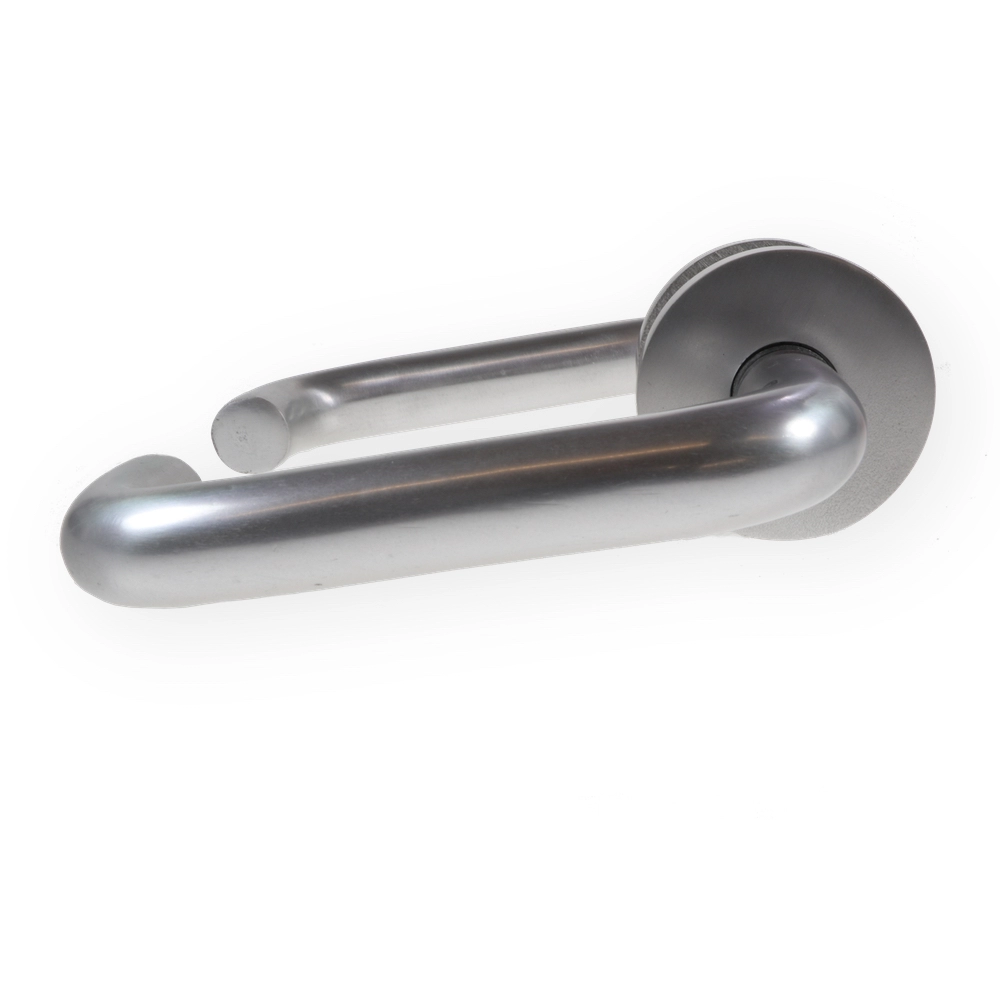 image of LocksOnline Aluminium Round Bar Lever Door Handle on Rose