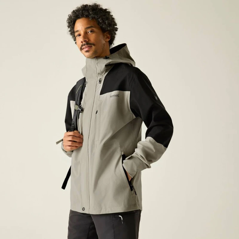 Image of Regatta Mens Freesdale Panelled Hooded Walking Waterproof Jacket in Black Size: Medium Black Male M