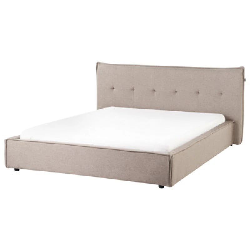 Image of Beliani Bed Faux Linen Lestre 160 X 200 Cm (Eu King Size) Taupe