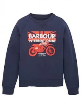 Image of Barbour International Boys Spark Crew Sweatshirt - Navy, Size 8-9 Years