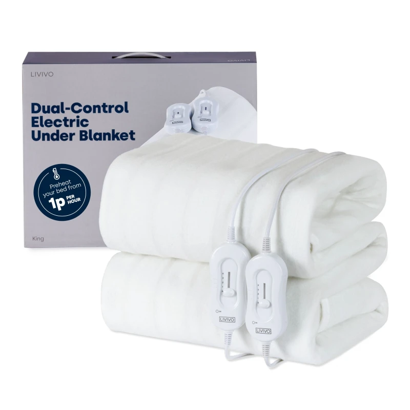 Image of LIVIVO King Size Electric Heated Underblanket with Dual Controls - 165x137CM White