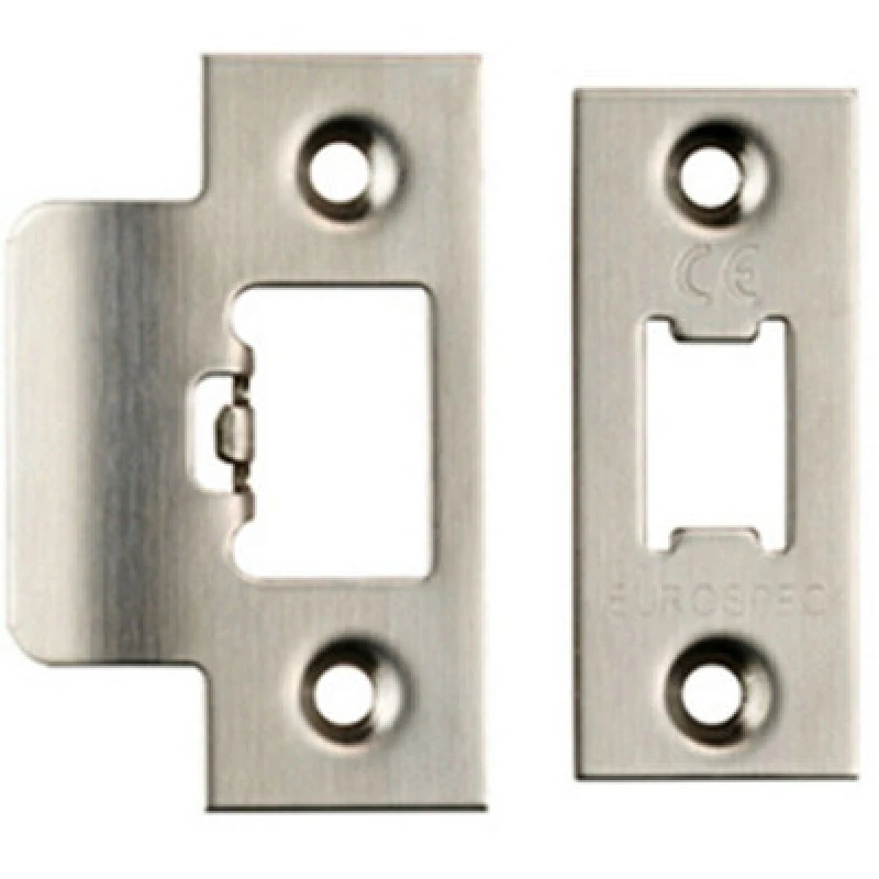 Image of Loops Forend Strike & Fixing Pack Suitable for Tubular Latch Satin Steel Metallics