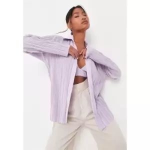 image of Missguided Plisse Longline Oversized Shirt - Purple