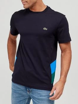 Image of Lacoste Colour Block Short Sleeve T-Shirt - Blue Size 2XL, Men