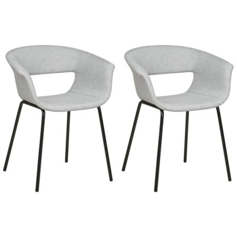 Image of Beliani Set Of 2 Dining Chairs Elma Fabric Light Grey