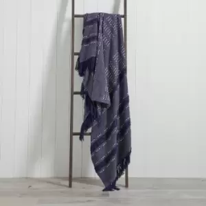 Image of Sundown 130cm x 180cm Throw Navy and White