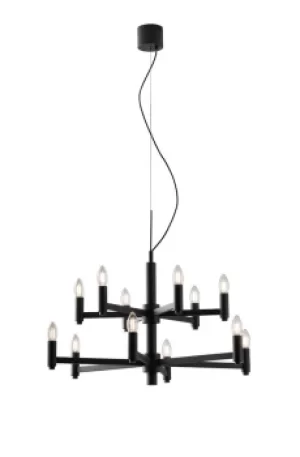Image of Karol 12 Candle 2 Tier Ceiling Pendant, Slate-Grey, E14