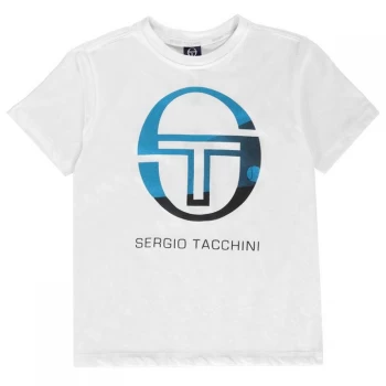 image of Sergio Tacchini Elbow T Shirt Junior Boys - White/Blue