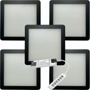 Image of 5x matt Black Ultra-Slim Square Under Cabinet Kitchen Light & Driver Kit - Natural White Diffused led