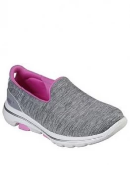 Skechers Girls Go Walk Slip On Shoes - Grey, Size 4 Older