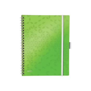 image of WOW Be Mobile Notebook A4 Ruled, Wirebound with Polypropylene Cover 80 Sheets, 4-Hole Punched Integrated Pen Holder and 3 Flap Folder Green - Outer Ca