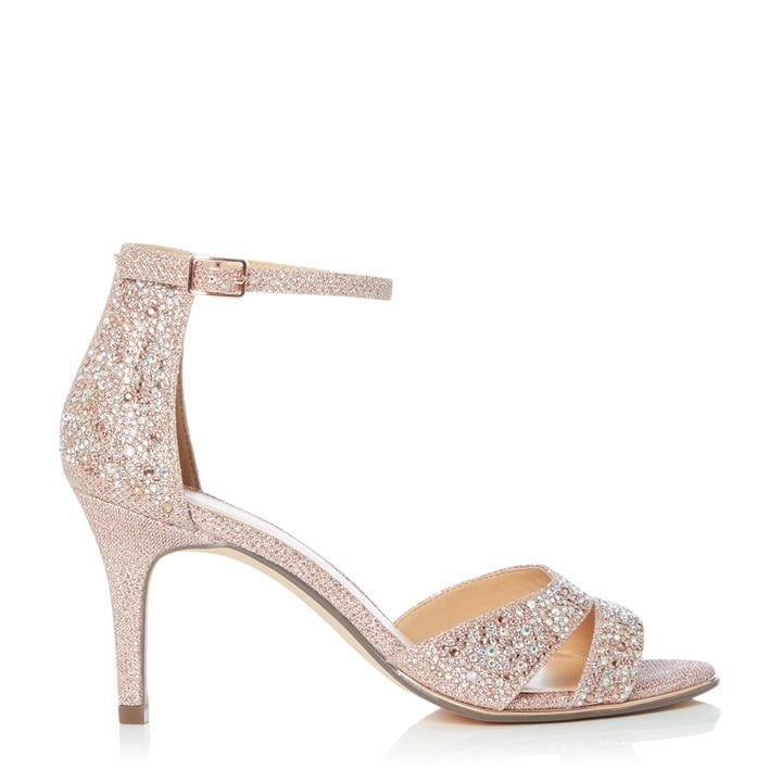 image of Roland Cartier Rose Gold 'Minniie' Mid Stiletto Heel Ankle Strap Sandals - 3