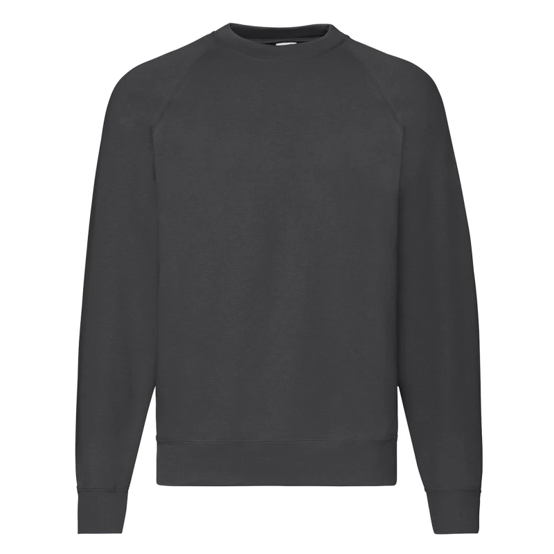 Image of Fruit Of The Loom Fruit of the Loom Men Classic 80 20 Raglan Sweatshirt in Mid Grey Size: Small Mid Grey S Male 5063238599505