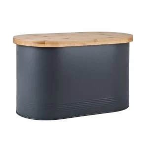 image of Bread Bin With Bamboo Lid Grey