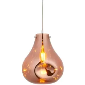 image of Merano Perugia Single Pendant Ceiling Lamp, Copper Metallic Glass, Chrome Plate