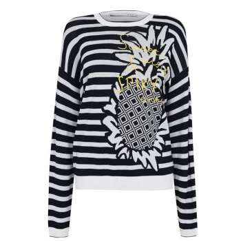 image of Oui Oui Pineapple Jumper - Blue/Wht 0571