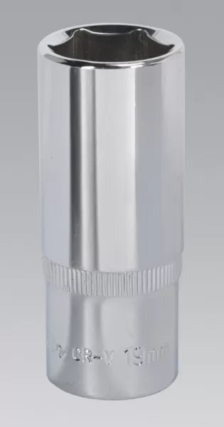 Image of Genuine SEALEY SP3819D WallDrive® Socket 19mm Deep 3/8Sq Drive Fully Polished
