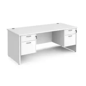 image of Office Desk Rectangular Desk 1800mm With Double Pedestal White Top And Panel End Leg 800mm Depth Maestro 25 MP18P22WH