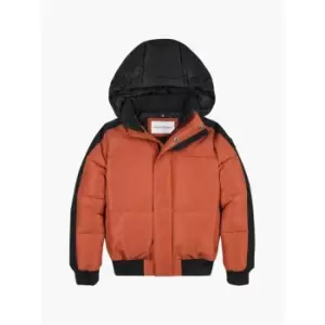 Image of Calvin Klein Jeans Color Block Puffer Jacket - Brown