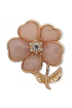 image of Bx Pin Flower-Gld/pnk Brooch - 01B00421