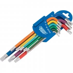 Image of Draper 9 piece Metric Coloured Extra Long Torx Key Set