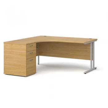 image of Maestro 25 left hand ergonomic desk 1600mm with silver cantilever