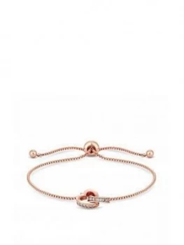 Image of Jon Richard Rose Gold Interlink Heart Toggle Bracelet