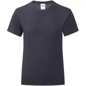 Image of Fruit Of The Loom Girls Iconic T-Shirt (5-6 Years) (Deep Navy)