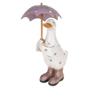 image of Polka Dot Brolly Duck Small Lilac Ornament