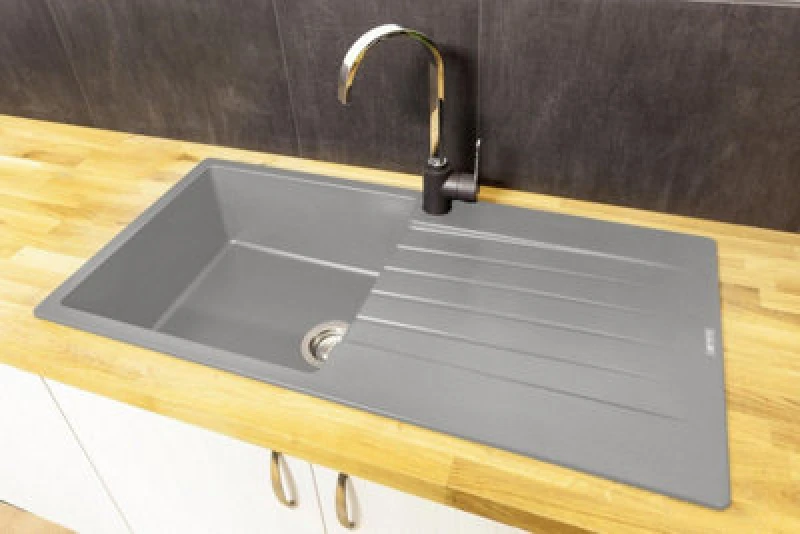 Image of REGINOX Reginox - Harlem10 Silver Grey 1 Bowl Kitchen Sink Drainer Granite RGNXSNK053