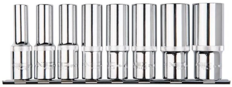 Image of NEO TOOLS 08-650 Socket set Chrome Vanadium Steel, Spline, Drive: 1/2Inch, Number of tools: 8 Chrome Vanadium Steel Socket set (5840)
