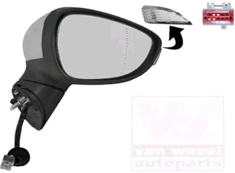 Image of VAN WEZEL 1808818 Wing mirror * HAGUS * Right, Heatable, primed Outside Mirror (50)