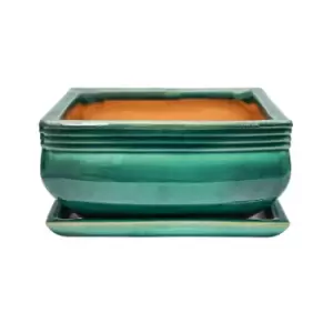 Image of Ivyline Set of 2 Square Bonsai Planter Teal