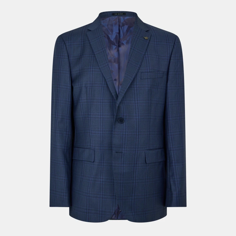 Image of Ted Baker Mens Check Regular Suit Jacket Dark Blue male 38 (48)