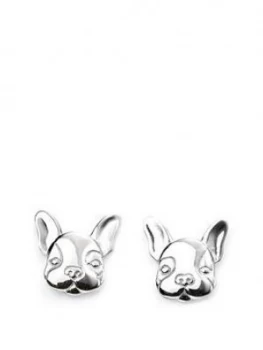 The Love Silver Collection Sterling Silver French Bulldog Stud Earrings