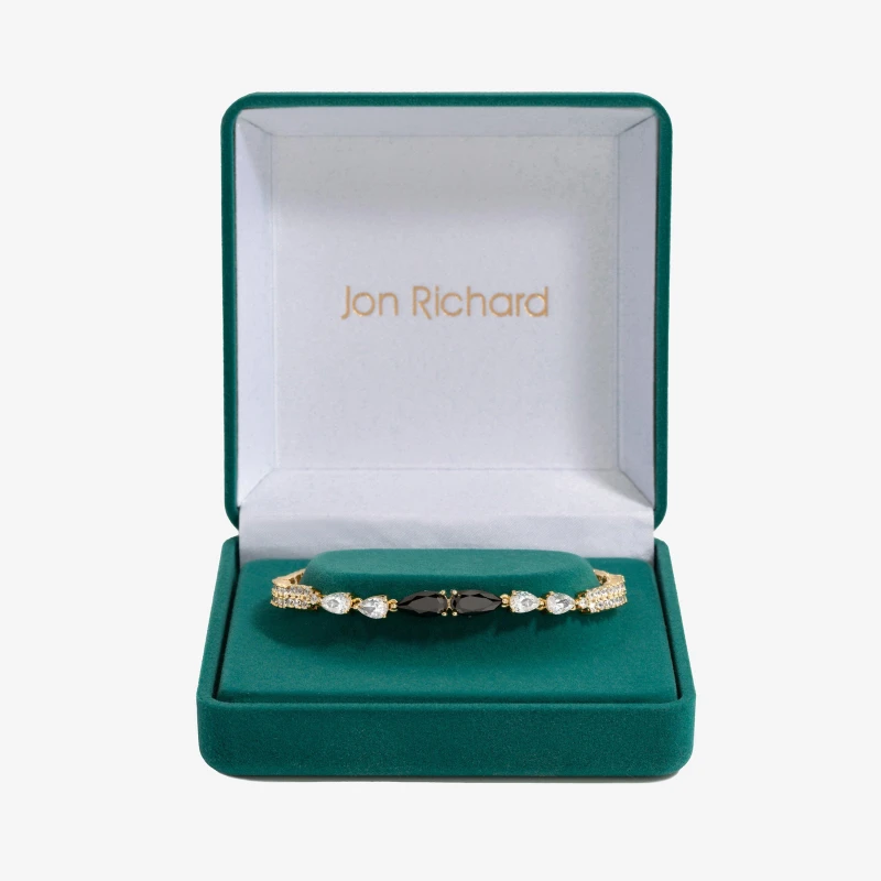 Image of Jon Richard Gold Plated And Jet Pear Drop Bracelet - Gift Boxed Gold